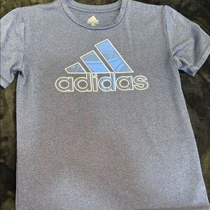 adidas Navy Heather Short Sleeve Tee with Blue Logo